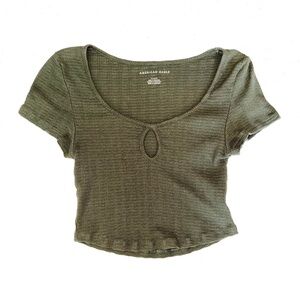 American Eagle Outfitters Sage Green Crop Top